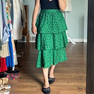 Who What Wear Green Tiered Midi Skirt